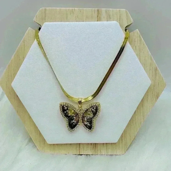Butterfly Zircon Pendant Necklace in Black - Picture 1 of 5
